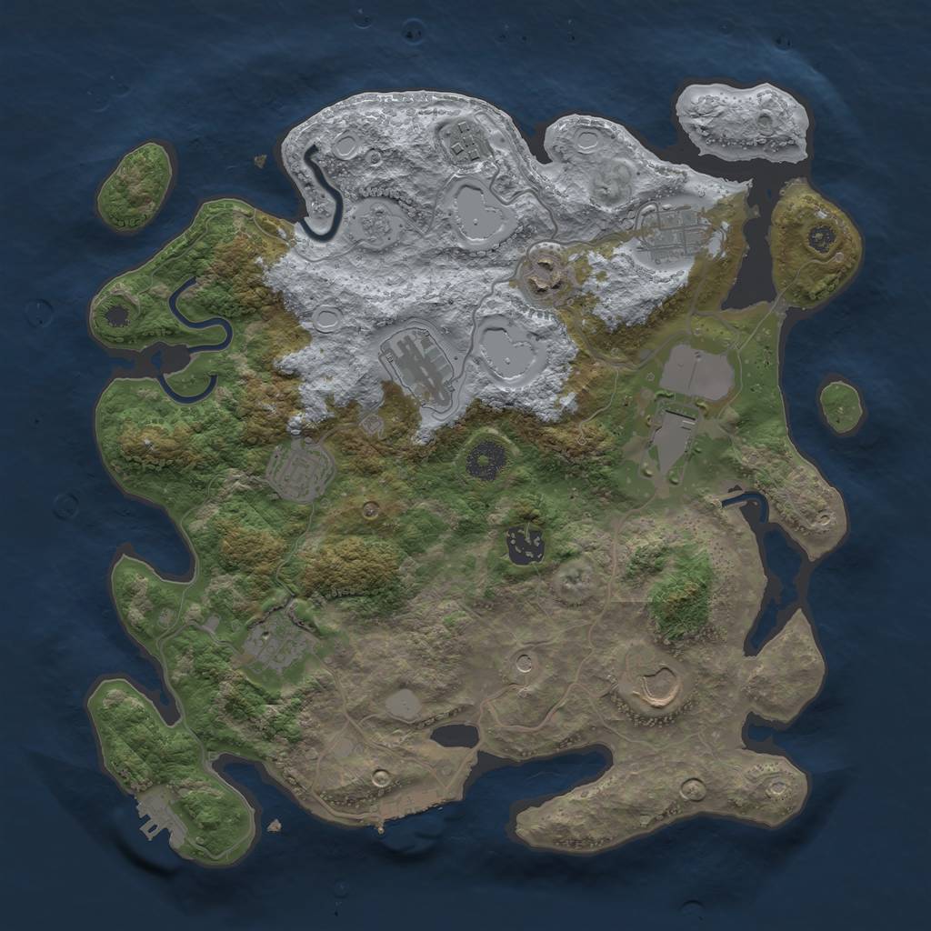 Rust Map: Procedural Map, Size: 3500, Seed: 53267497, 18 Monuments
