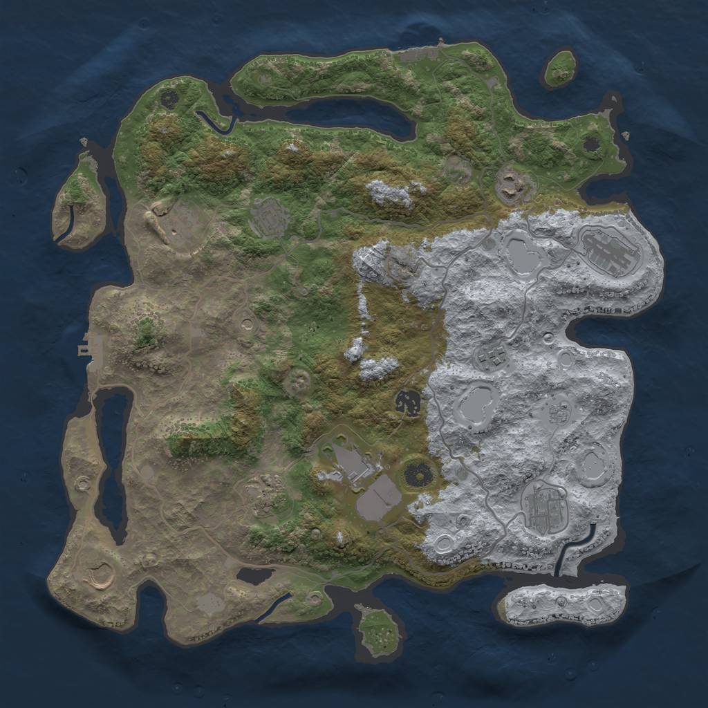 Rust Map: Procedural Map, Size: 4000, Seed: 1830655086, 19 Monuments