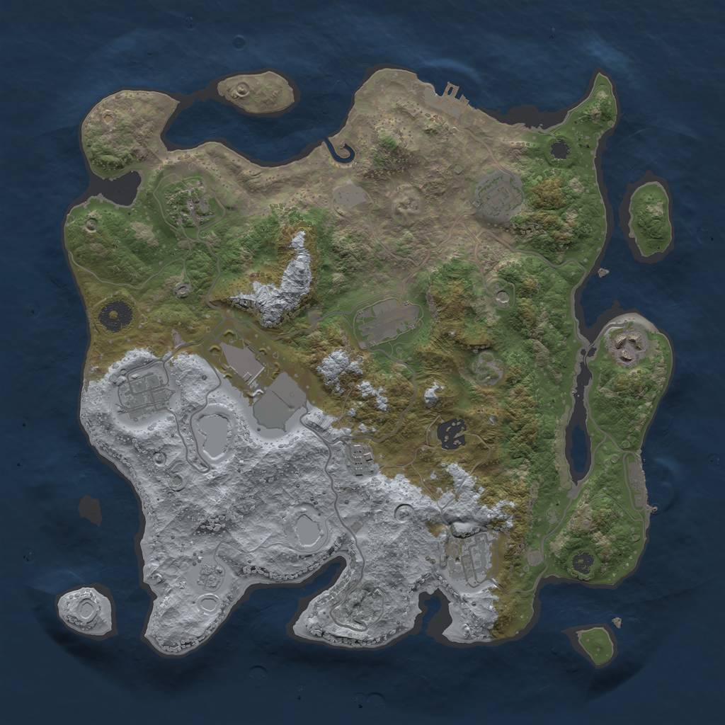 Rust Map: Procedural Map, Size: 3500, Seed: 60936527, 18 Monuments