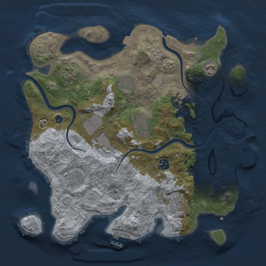 Rust Map: Procedural Map, Size: 3500, Seed: 60936527, 15 Monuments