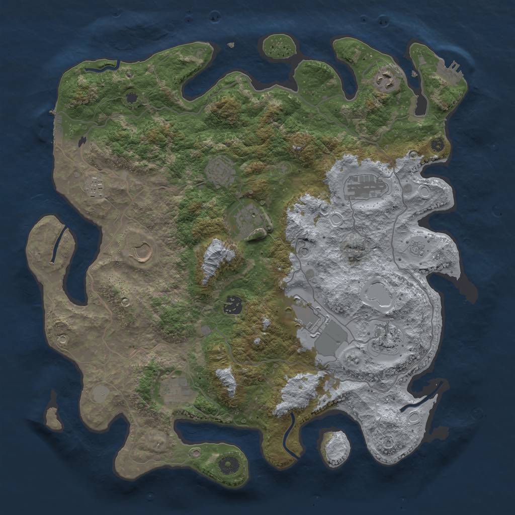 Rust Map: Procedural Map, Size: 4000, Seed: 1819687599, 19 Monuments