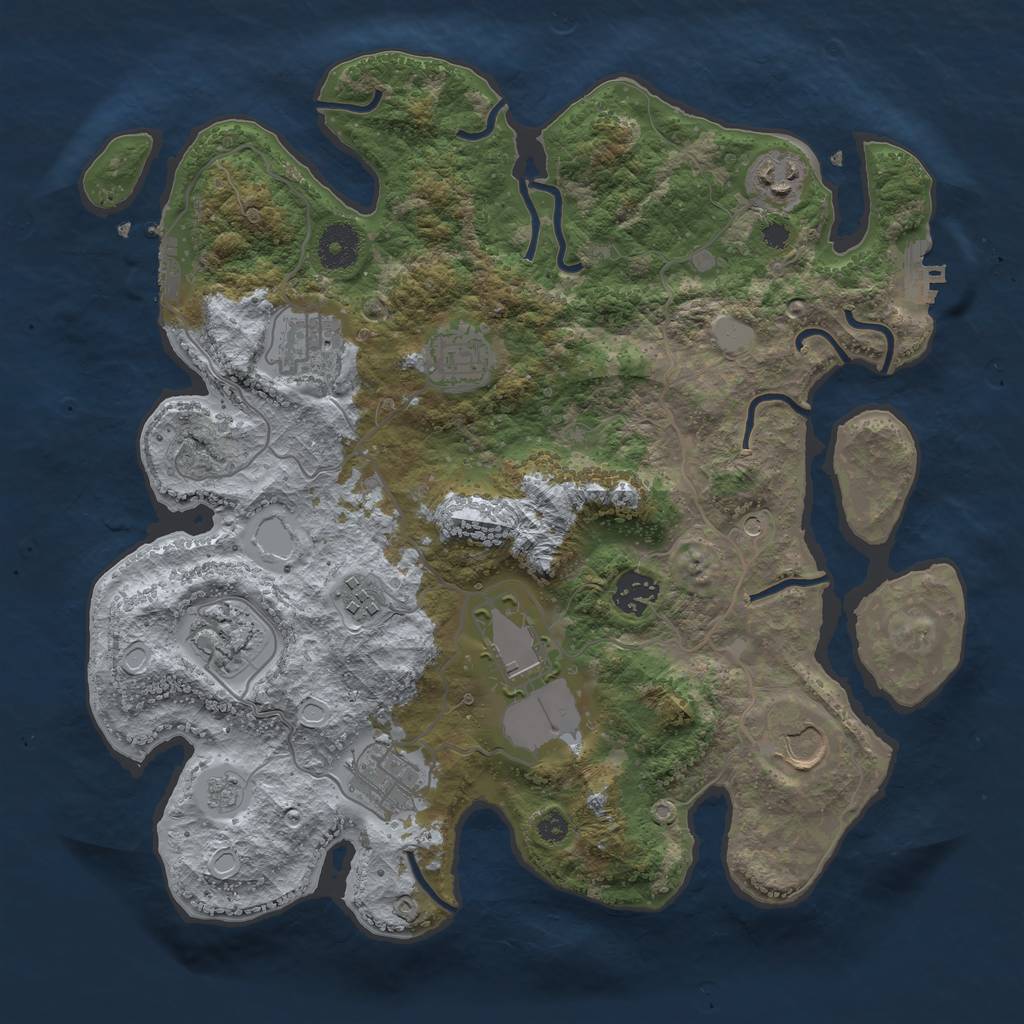 Rust Map: Procedural Map, Size: 3500, Seed: 87450535, 18 Monuments