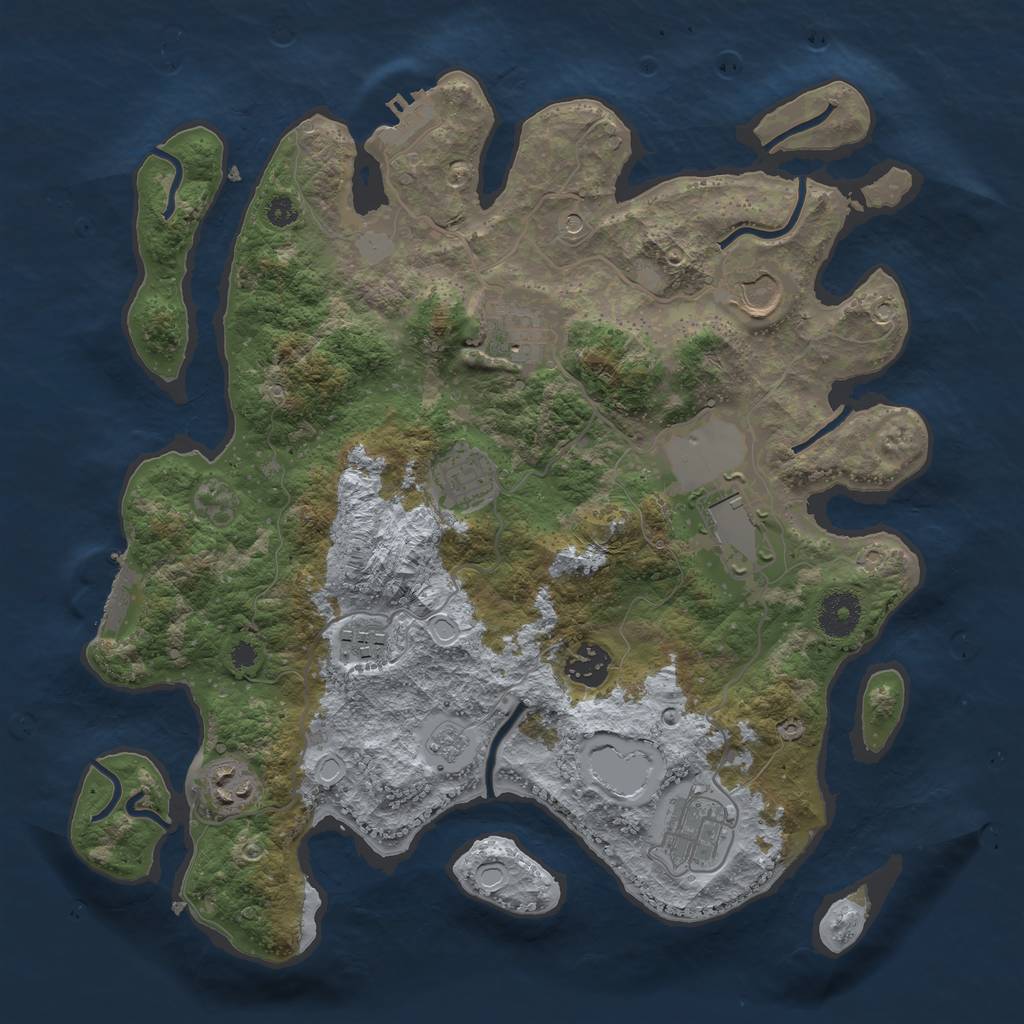 Rust Map: Procedural Map, Size: 3500, Seed: 91014132, 17 Monuments
