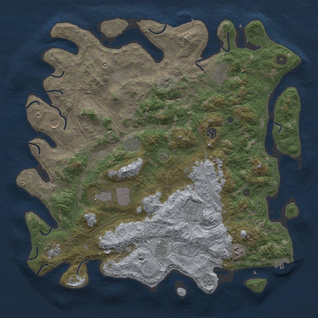 Rust Map: Procedural Map, Size: 4500, Seed: 68985989, 19 Monuments