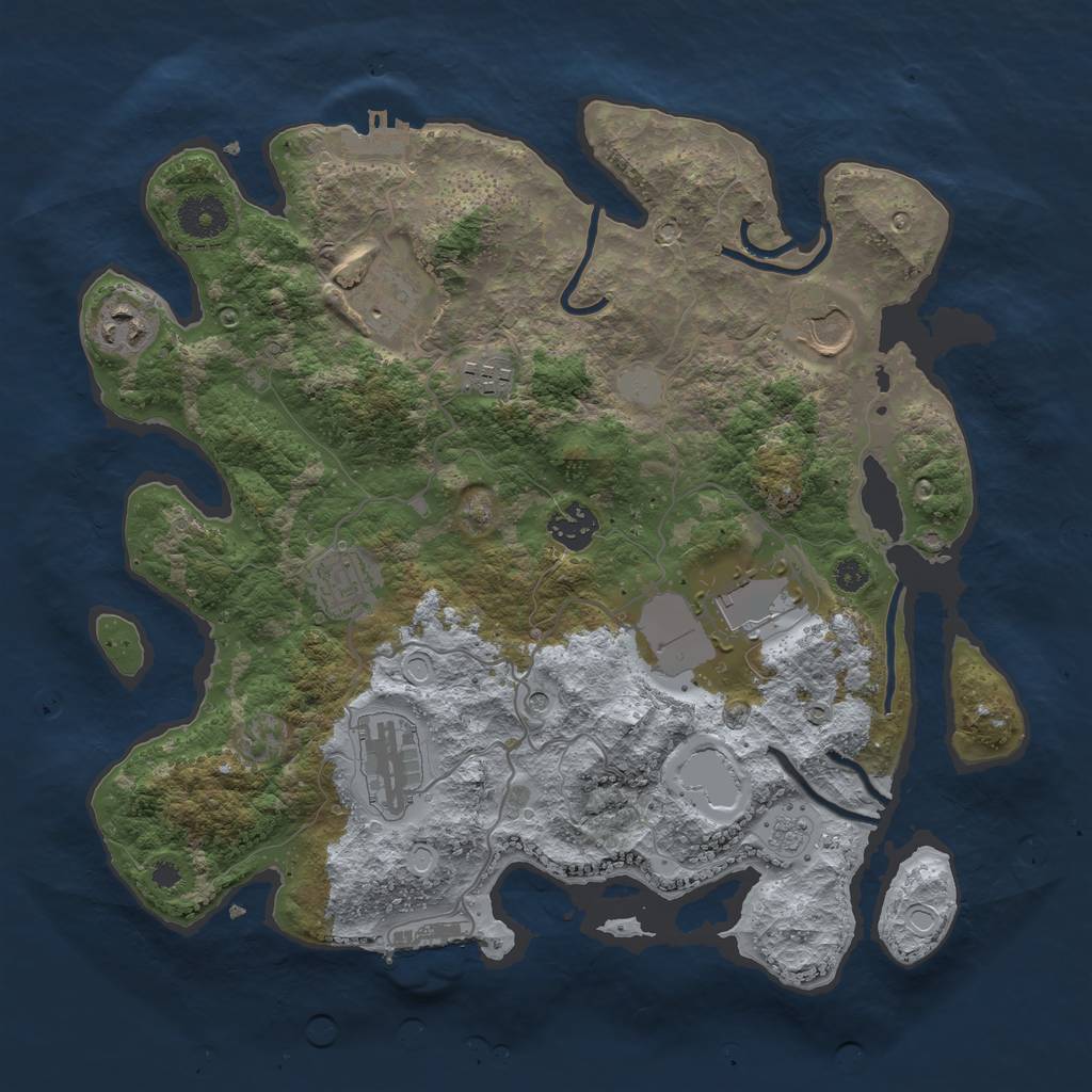 Rust Map: Procedural Map, Size: 3500, Seed: 39543709, 17 Monuments