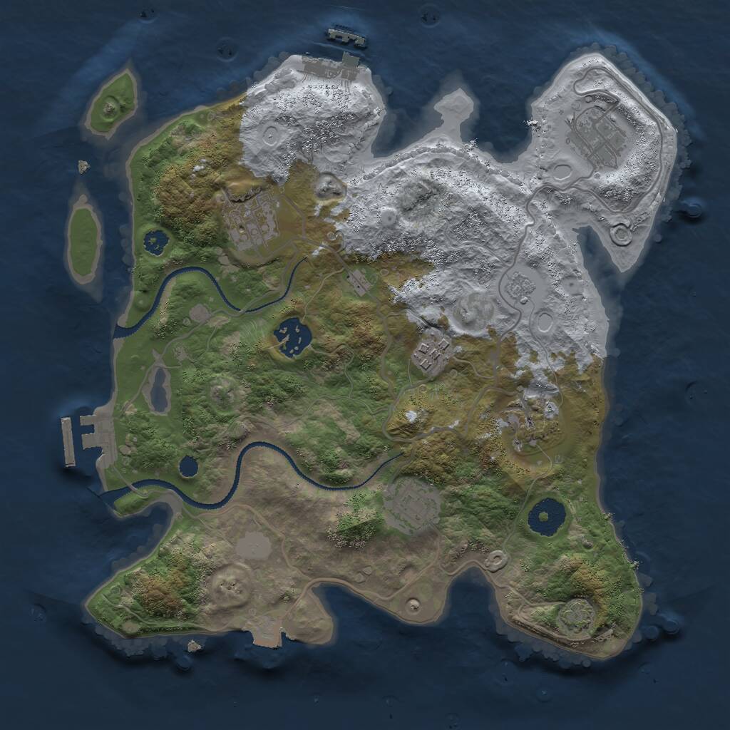 Rust Map: Procedural Map, Size: 3000, Seed: 47960691, 11 Monuments