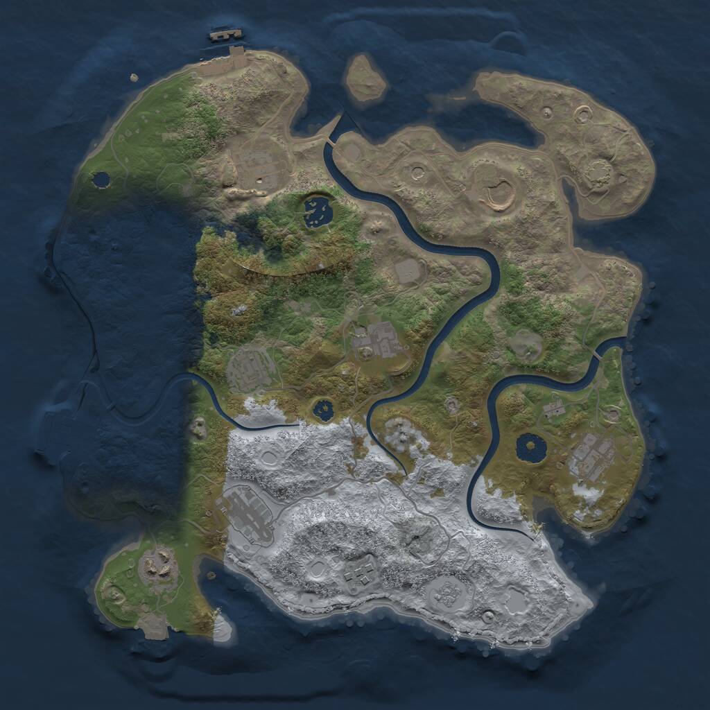 Rust Map: Procedural Map, Size: 3500, Seed: 1243043061, 15 Monuments