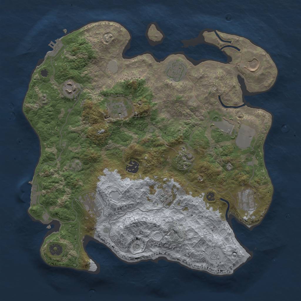 Rust Map: Procedural Map, Size: 3500, Seed: 1243043061, 19 Monuments