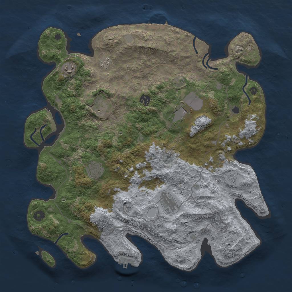 Rust Map: Procedural Map, Size: 4000, Seed: 1624071838, 16 Monuments