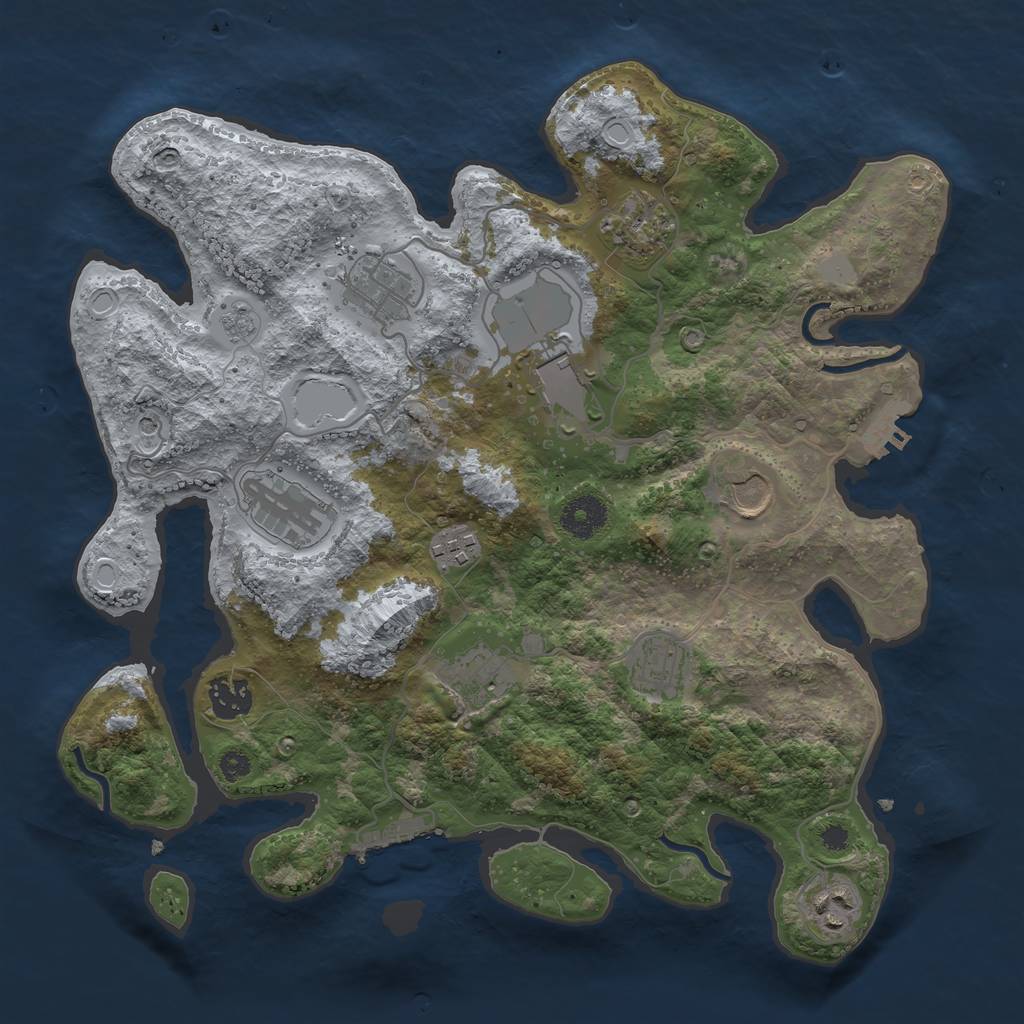 Rust Map: Procedural Map, Size: 3500, Seed: 27589774, 19 Monuments