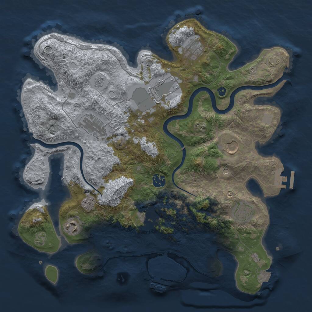 Rust Map: Procedural Map, Size: 3500, Seed: 27589774, 15 Monuments