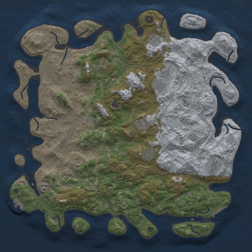 Rust Map: Procedural Map, Size: 4800, Seed: 1025701163, 20 Monuments