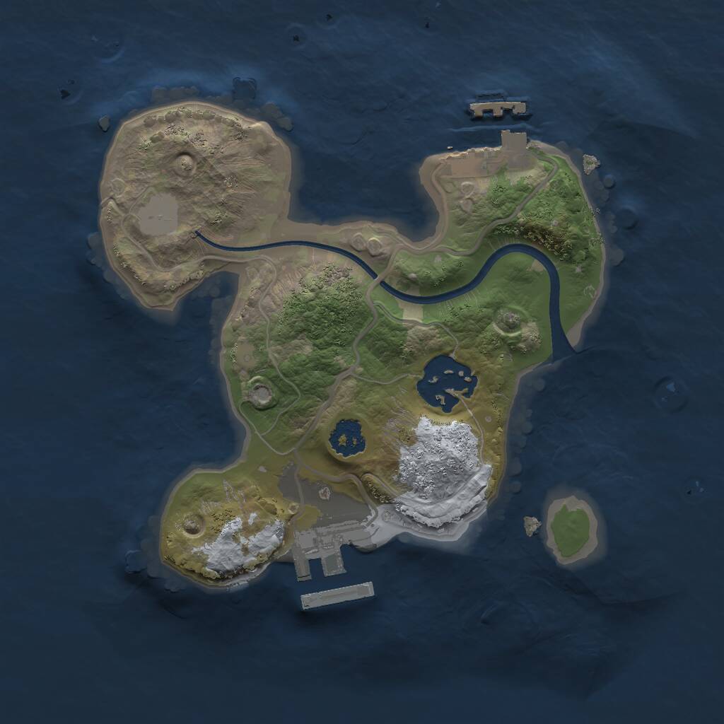 Rust Map: Procedural Map, Size: 2000, Seed: 91169, 4 Monuments