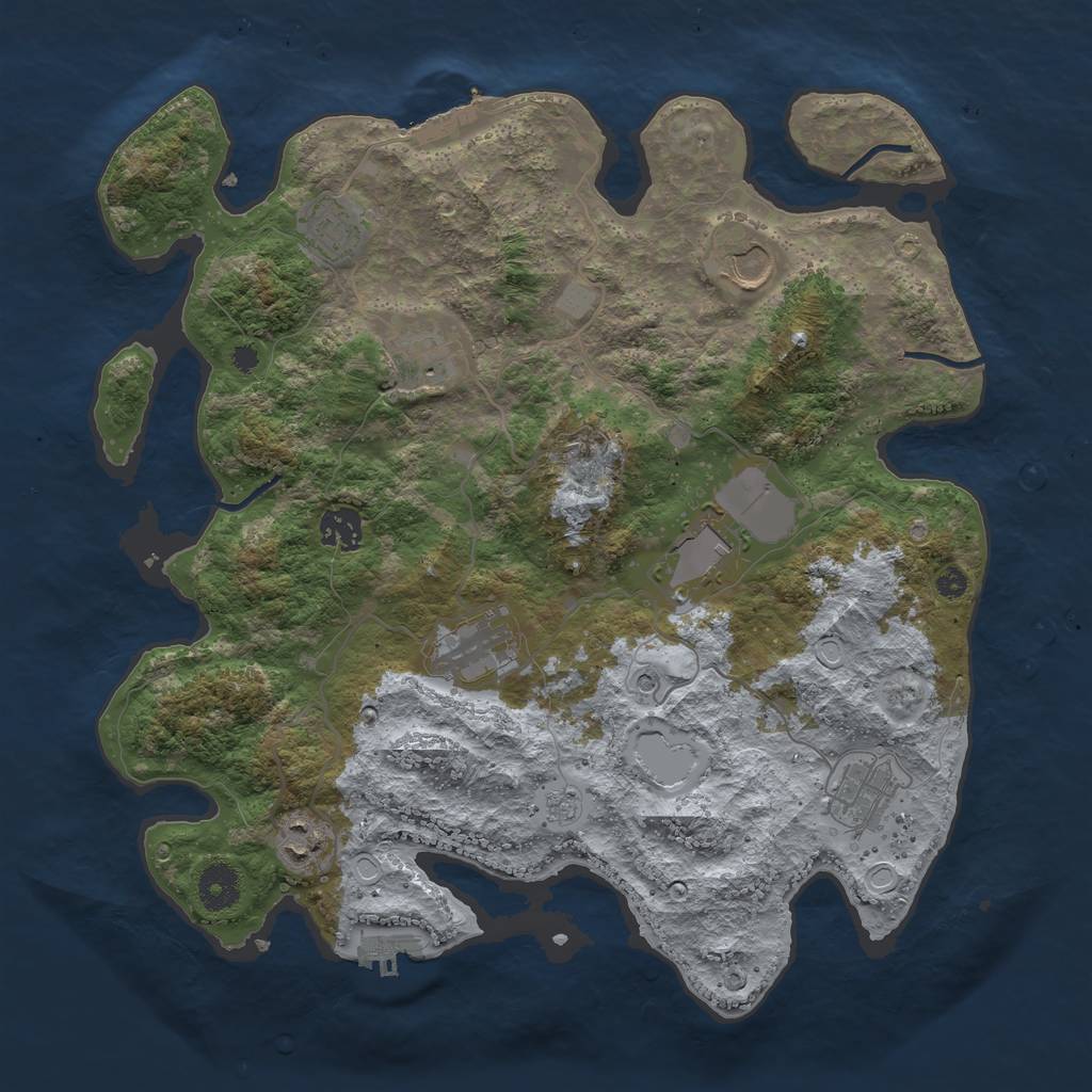 Rust Map: Procedural Map, Size: 3700, Seed: 976030373, 17 Monuments