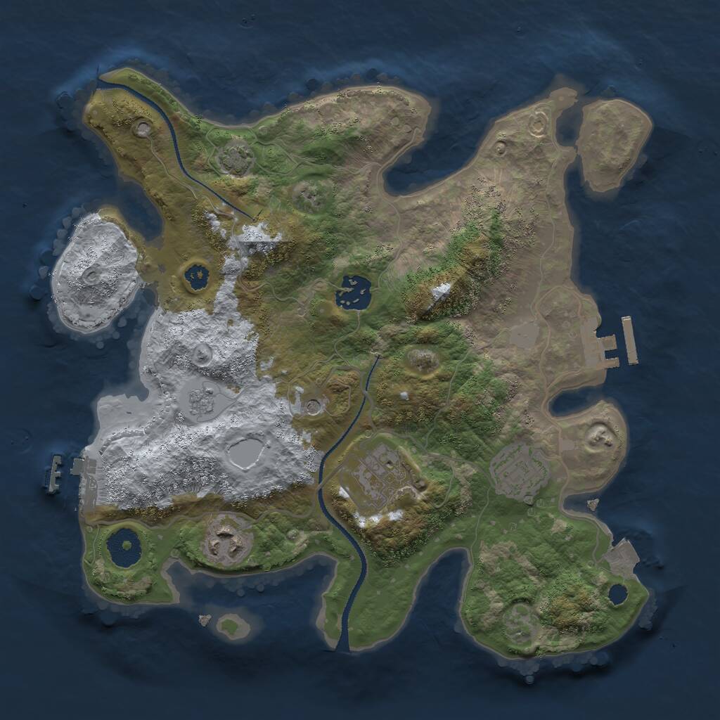 Rust Map: Procedural Map, Size: 3000, Seed: 1637542, 10 Monuments