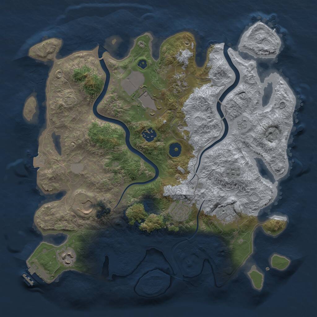 Rust Map: Procedural Map, Size: 3500, Seed: 389483343, 13 Monuments