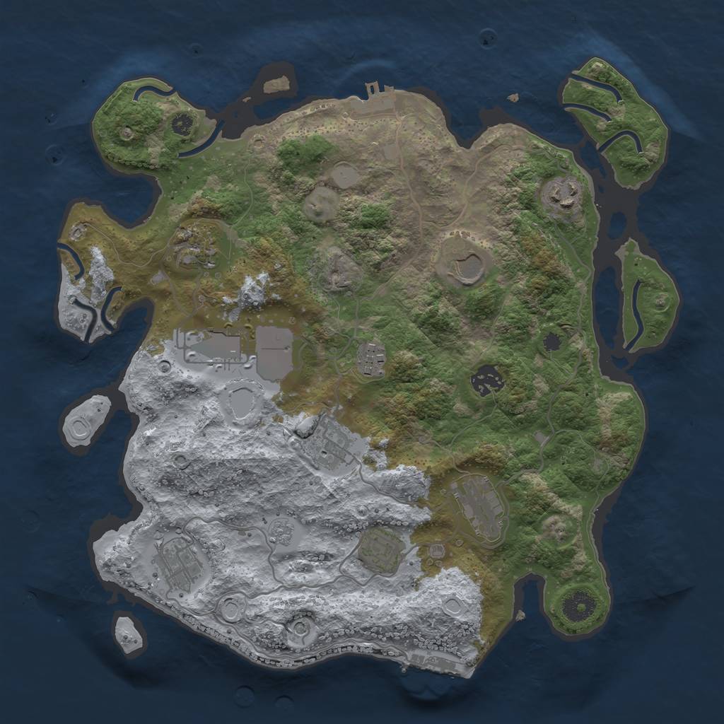 Rust Map: Procedural Map, Size: 3500, Seed: 2037633162, 19 Monuments