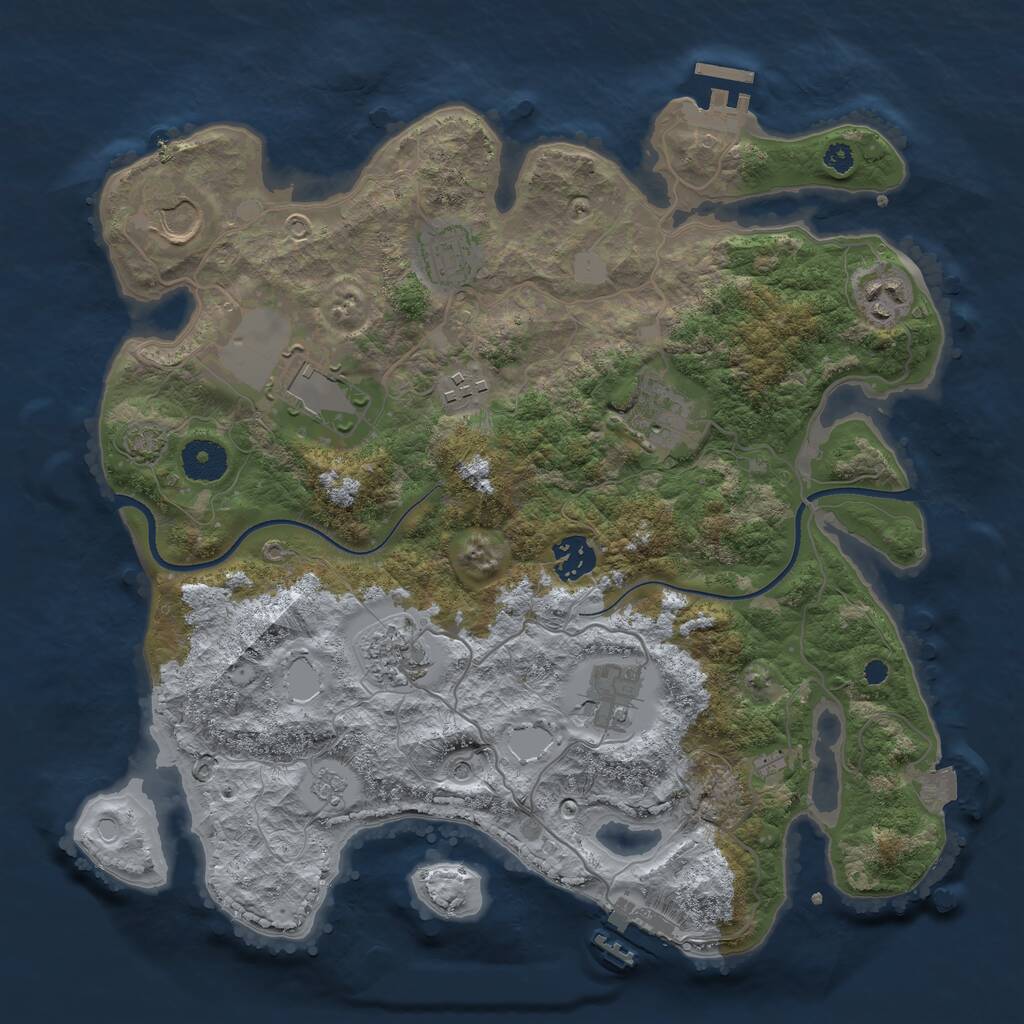Rust Map: Procedural Map, Size: 3500, Seed: 790383064, 15 Monuments