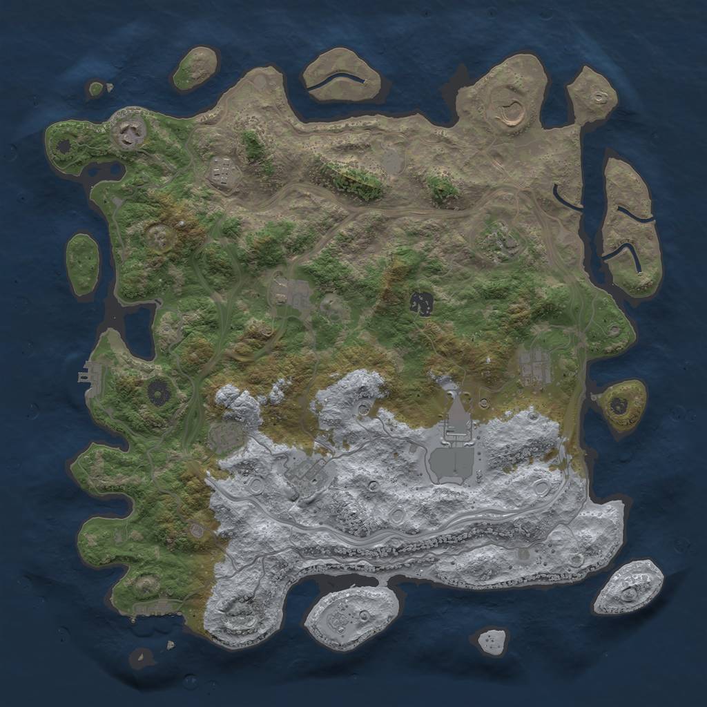Rust Map: Procedural Map, Size: 4250, Seed: 107821263, 17 Monuments