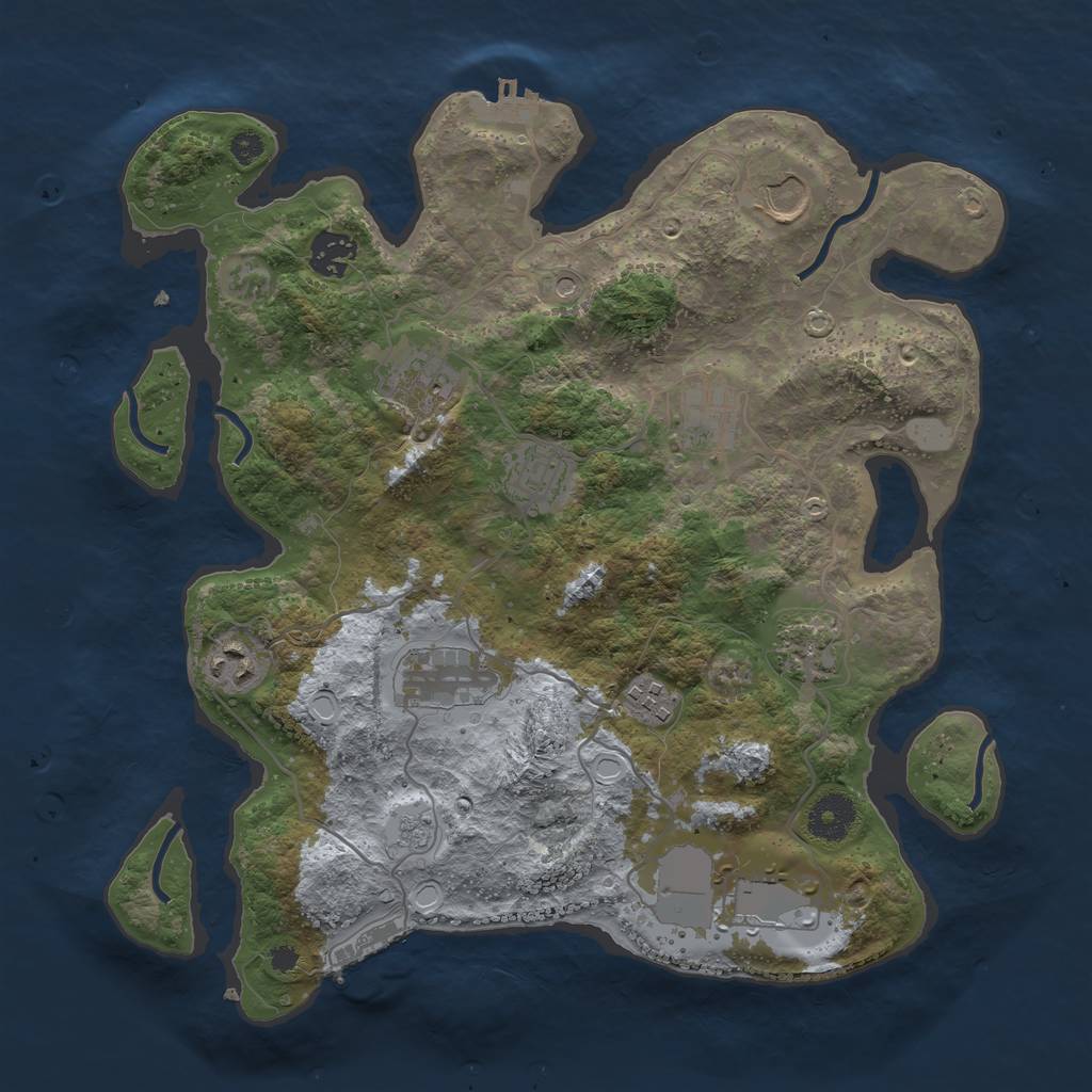 Rust Map: Procedural Map, Size: 3500, Seed: 1897512498, 17 Monuments