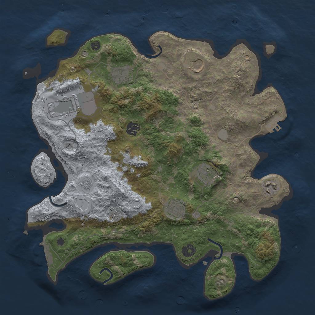 Rust Map: Procedural Map, Size: 3500, Seed: 14887888, 15 Monuments