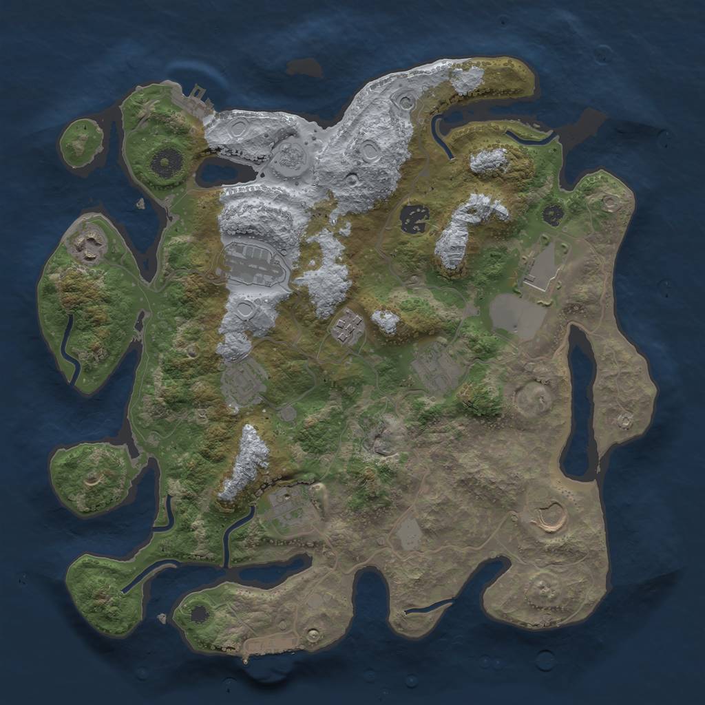 Rust Map: Procedural Map, Size: 3500, Seed: 268234439, 18 Monuments