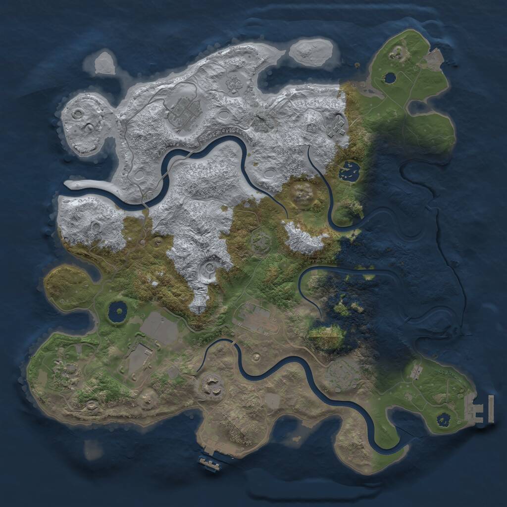 Rust Map: Procedural Map, Size: 3700, Seed: 1967710652, 14 Monuments
