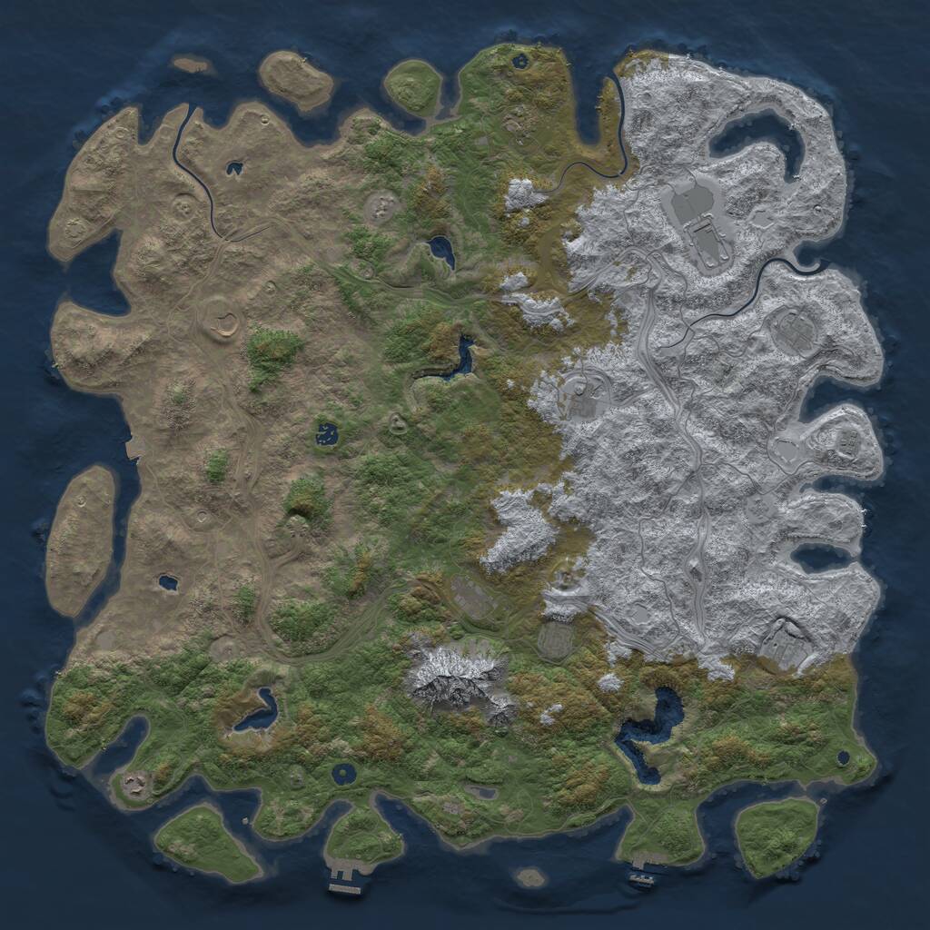 Rust Map: Procedural Map, Size: 6000, Seed: 12121, 17 Monuments