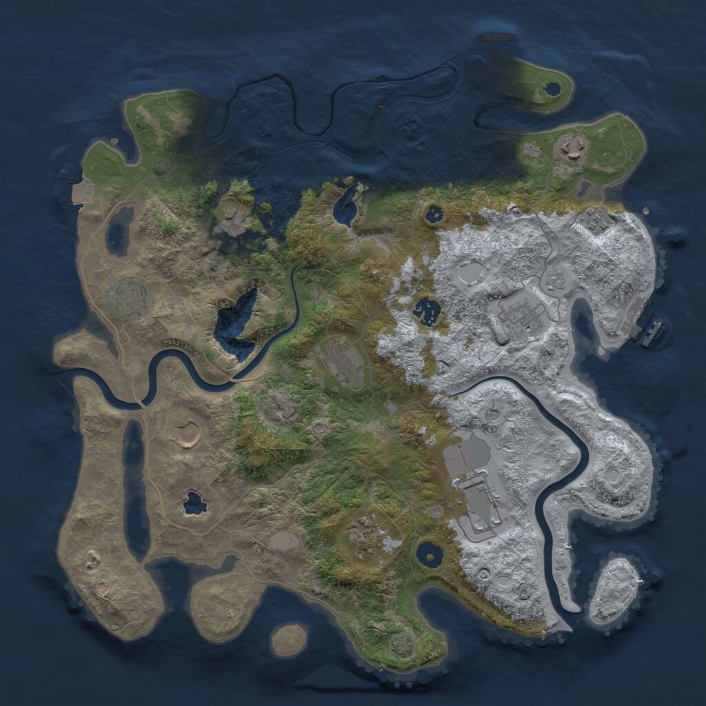 Rust Map: Procedural Map, Size: 4000, Seed: 1947, 16 Monuments