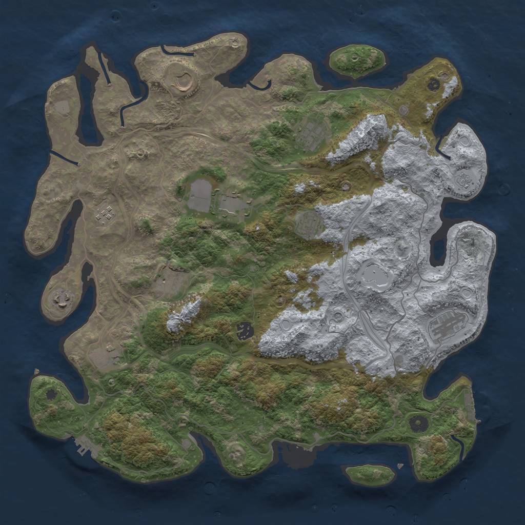 Rust Map: Procedural Map, Size: 4300, Seed: 50500, 17 Monuments