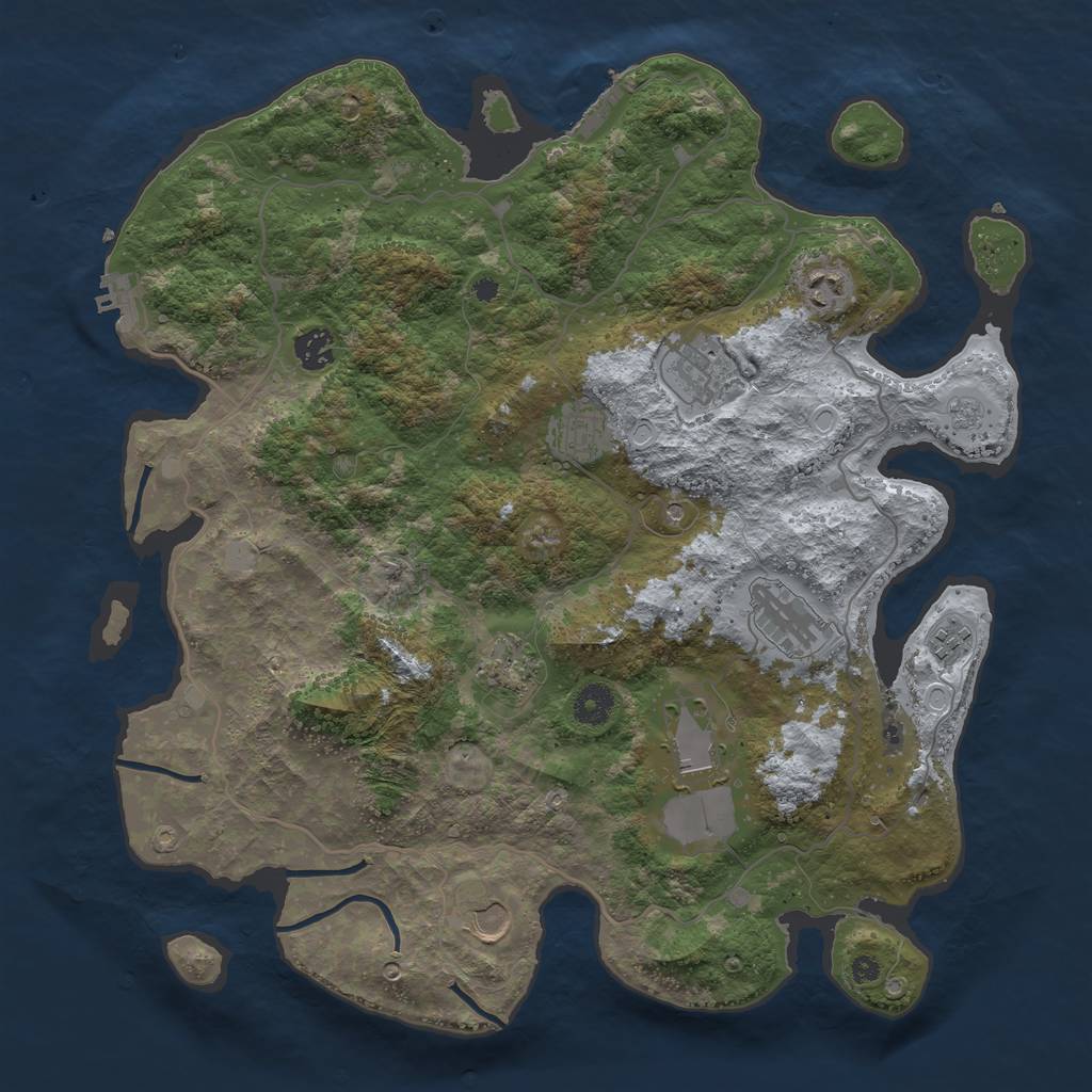 Rust Map: Procedural Map, Size: 4000, Seed: 281284, 18 Monuments