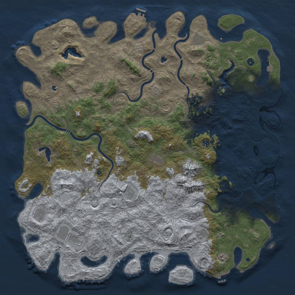 Rust Map: Procedural Map, Size: 6000, Seed: 23723467, 17 Monuments