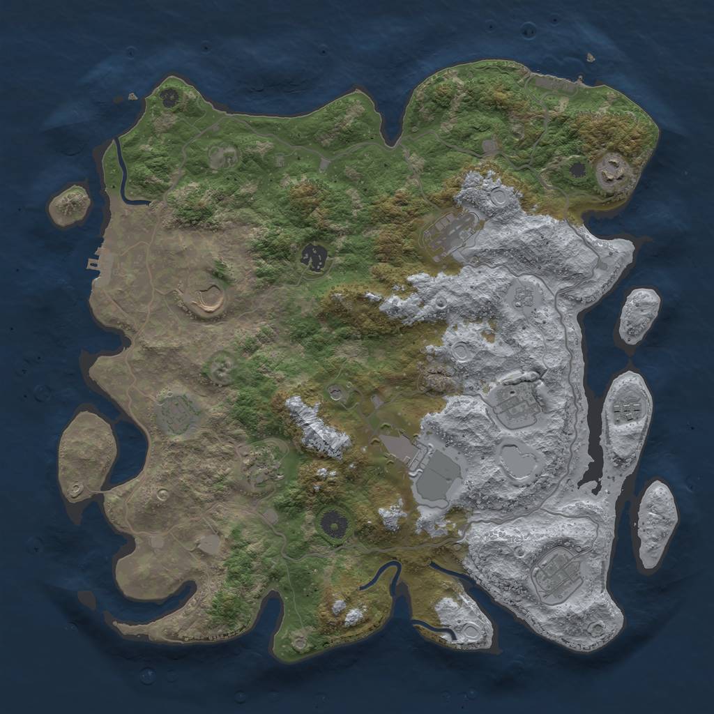 Rust Map: Procedural Map, Size: 4000, Seed: 641097466, 19 Monuments