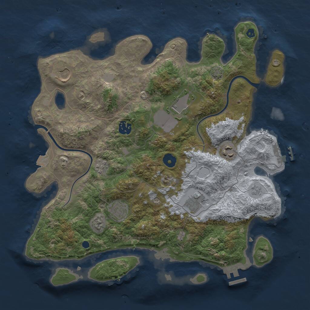 Rust Map: Procedural Map, Size: 3500, Seed: 2061974, 13 Monuments
