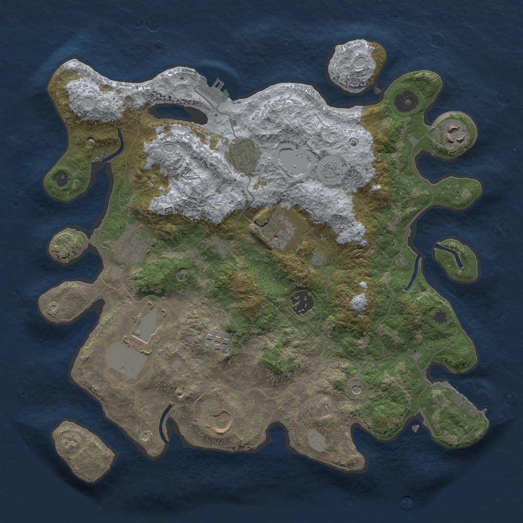 Rust Map: Procedural Map, Size: 3500, Seed: 51418093, 17 Monuments