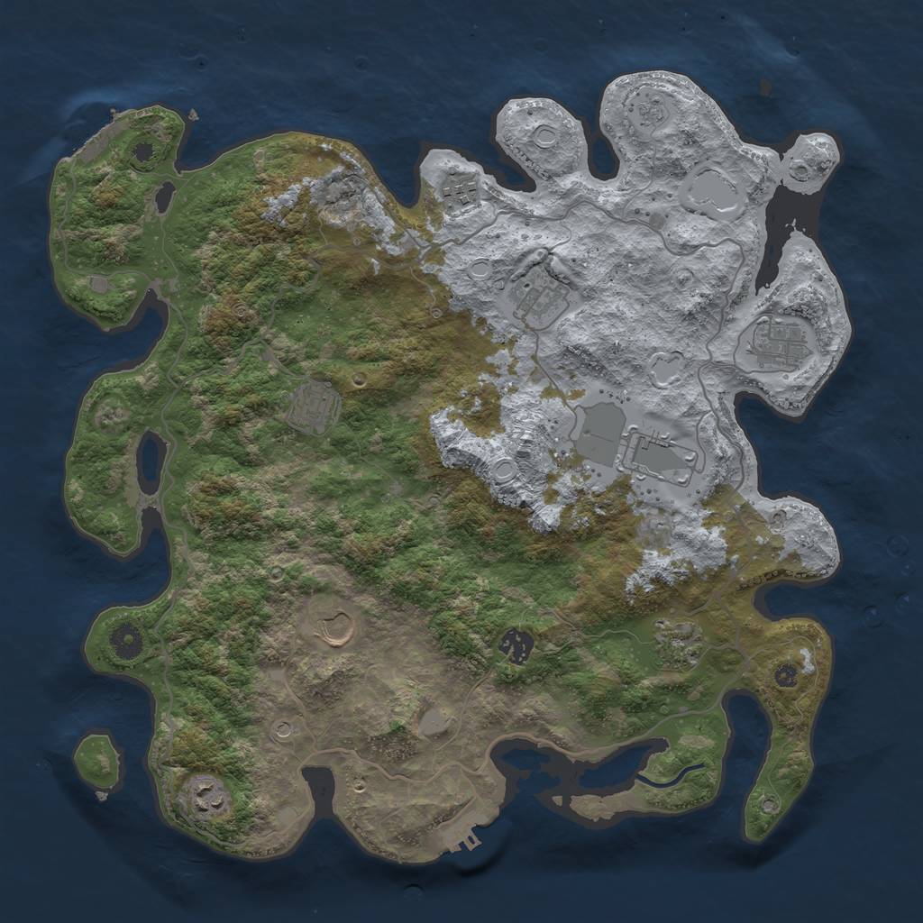 Rust Map: Procedural Map, Size: 4050, Seed: 879688475, 18 Monuments