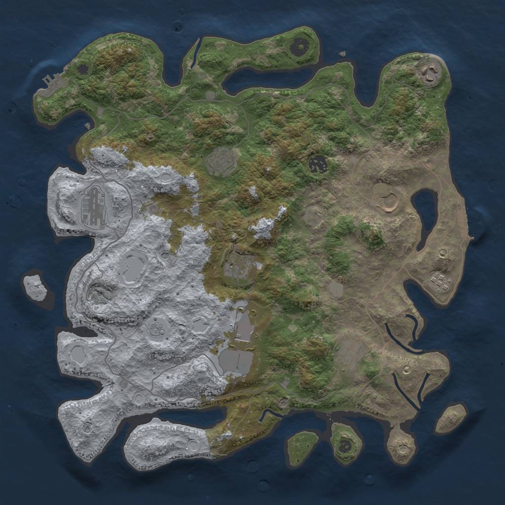 Rust Map: Procedural Map, Size: 4000, Seed: 56445, 18 Monuments