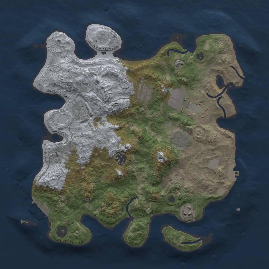 Rust Map: Procedural Map, Size: 3500, Seed: 10974381, 15 Monuments