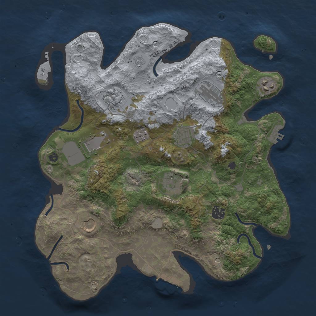 Rust Map: Procedural Map, Size: 3500, Seed: 1733446299, 18 Monuments