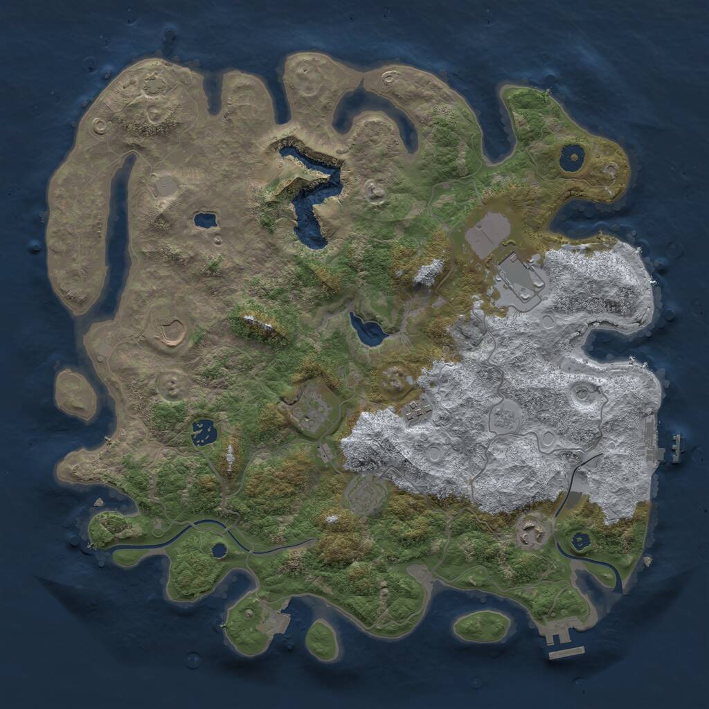 Rust Map: Procedural Map, Size: 4000, Seed: 143223232, 13 Monuments