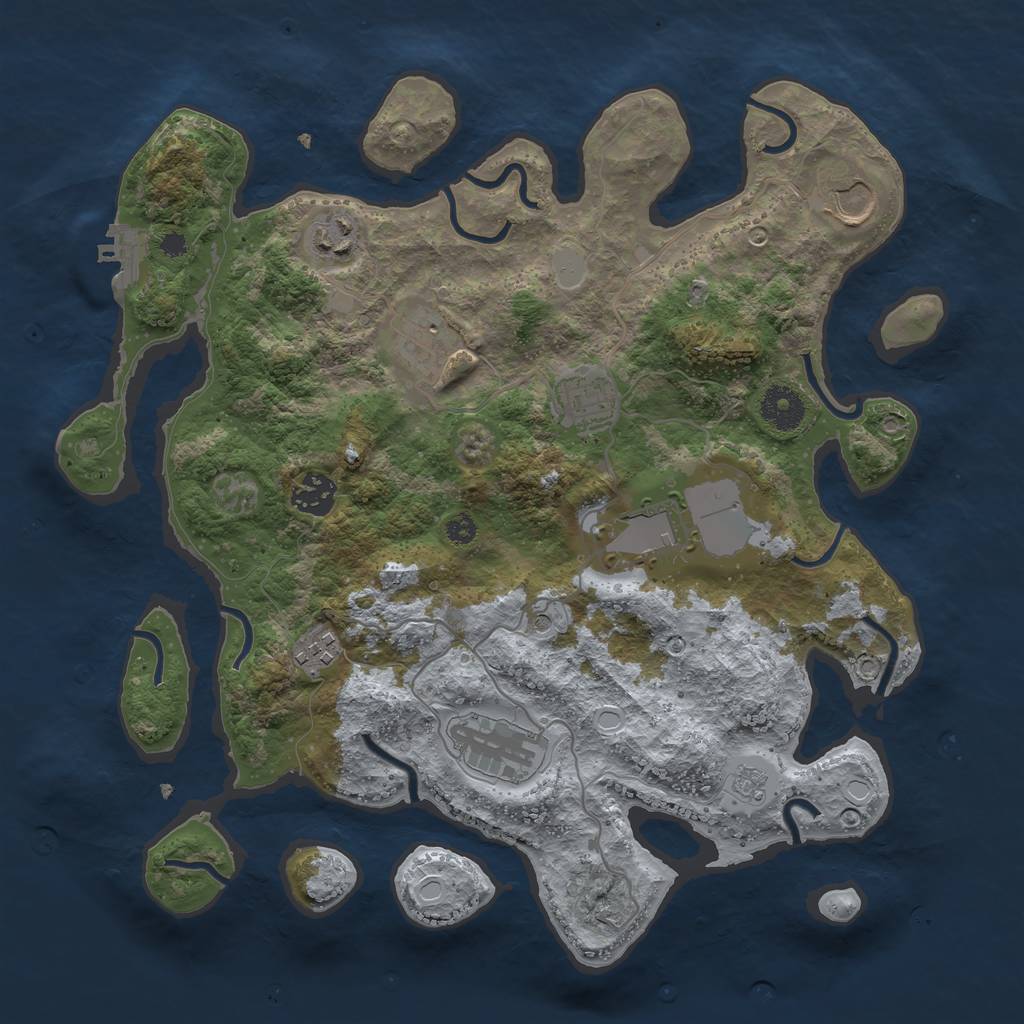 Rust Map: Procedural Map, Size: 3500, Seed: 83847409, 16 Monuments