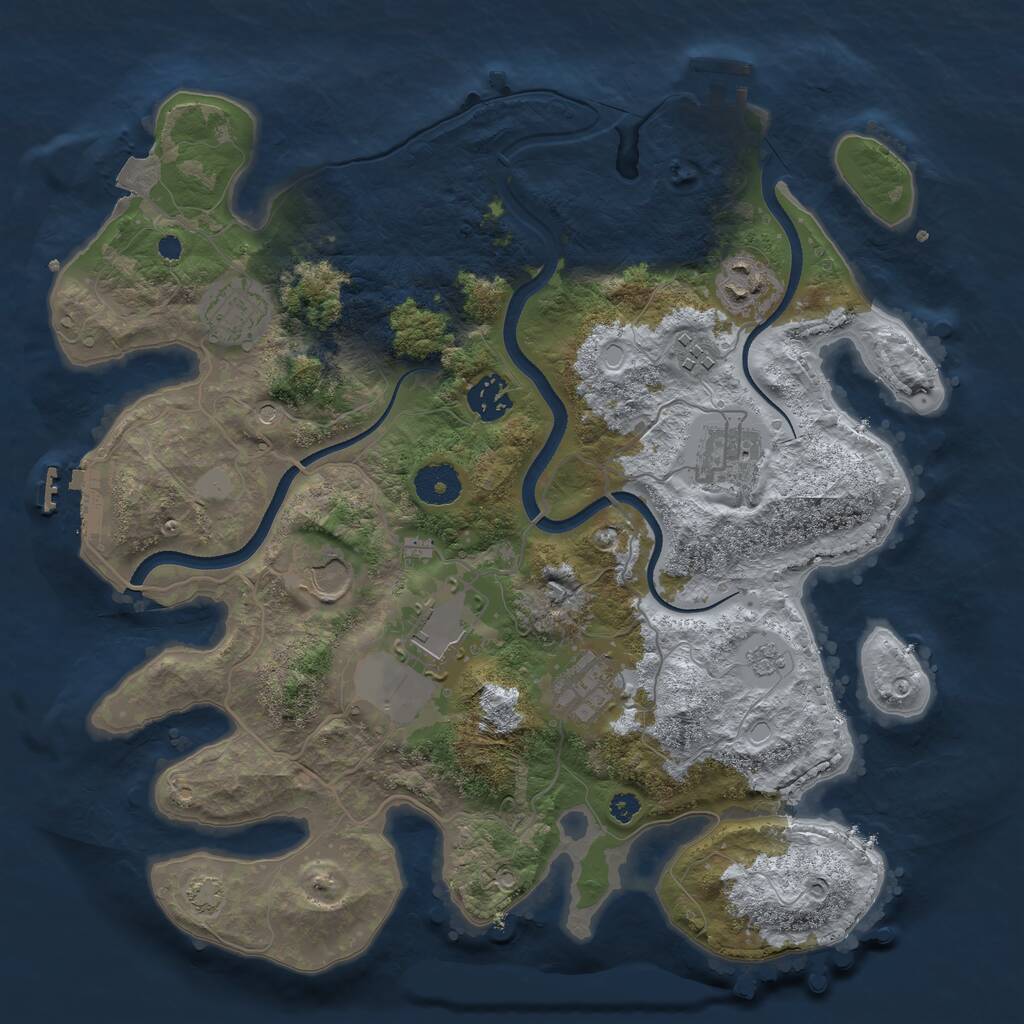 Rust Map: Procedural Map, Size: 3500, Seed: 381974903, 14 Monuments