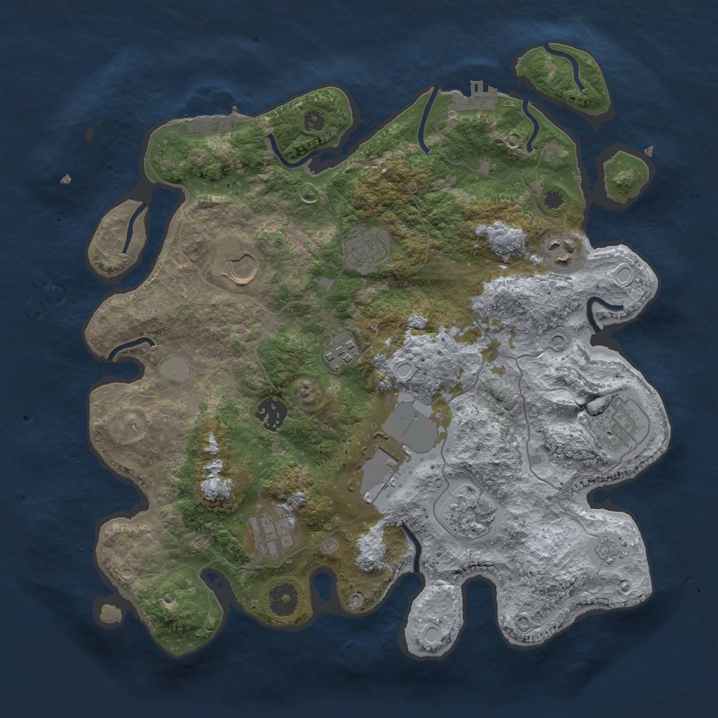 Rust Map: Procedural Map, Size: 3500, Seed: 1057936144, 18 Monuments