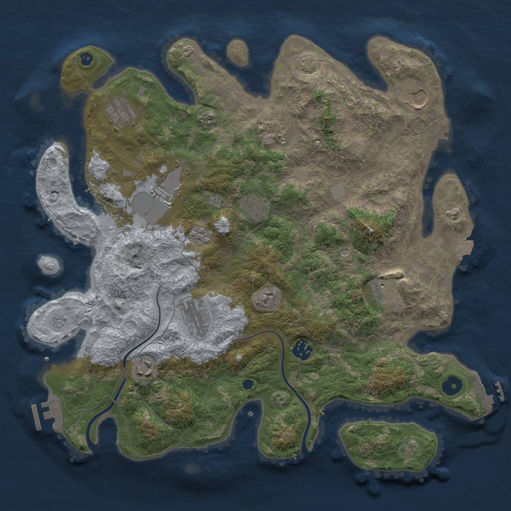 Rust Map: Procedural Map, Size: 3950, Seed: 69732411, 16 Monuments