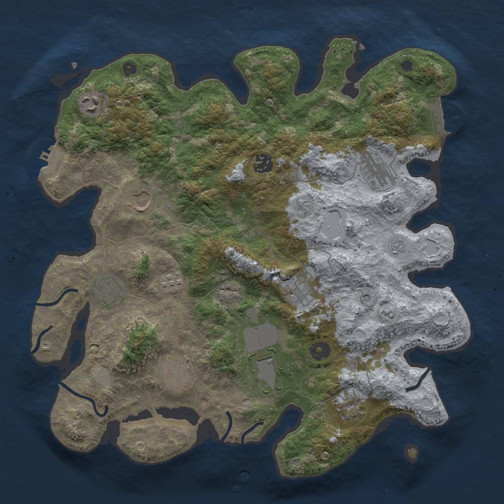 Rust Map: Procedural Map, Size: 3800, Seed: 6376270, 17 Monuments
