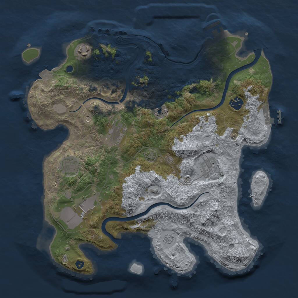 Rust Map: Procedural Map, Size: 3500, Seed: 7574543, 13 Monuments