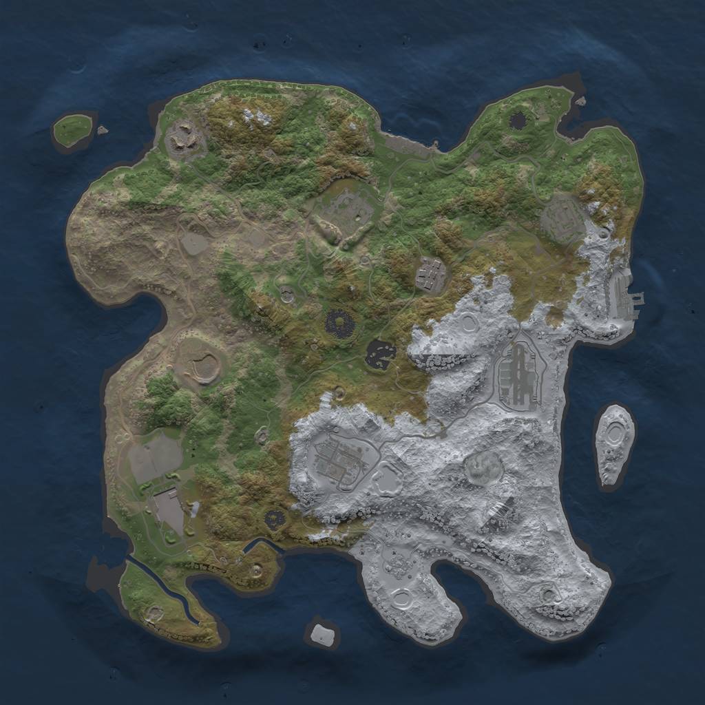 Rust Map: Procedural Map, Size: 3500, Seed: 7574543, 18 Monuments