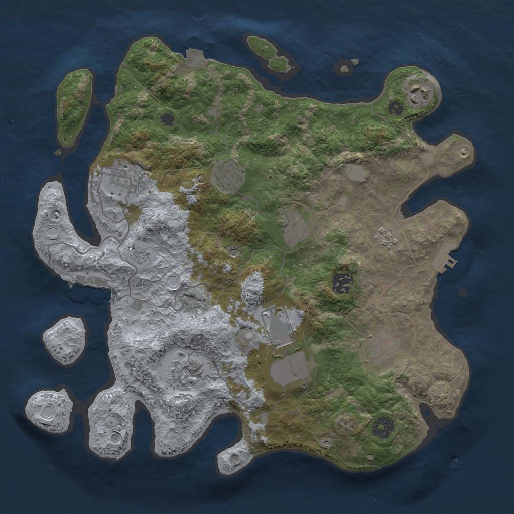 Rust Map: Procedural Map, Size: 3500, Seed: 1612831801, 17 Monuments