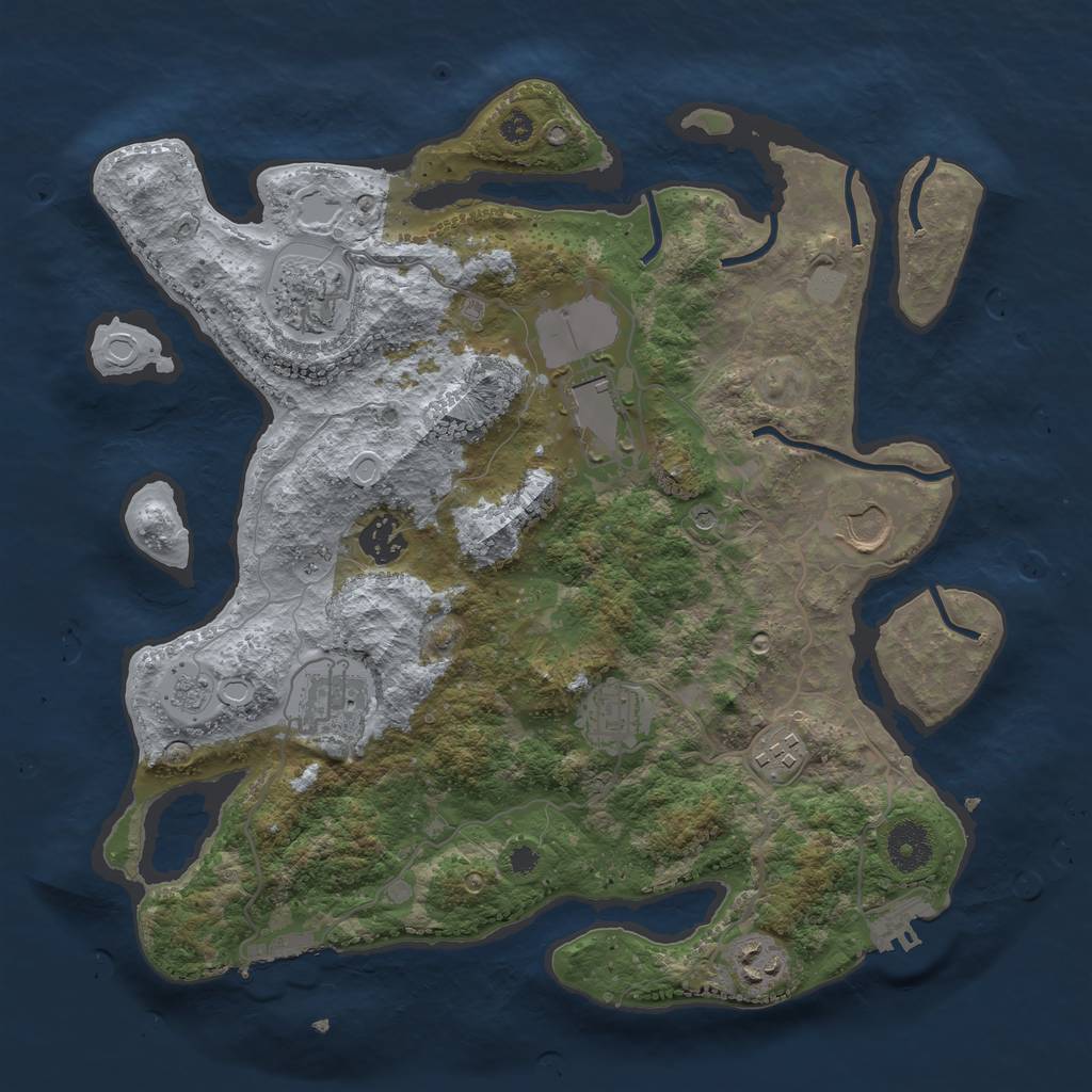 Rust Map: Procedural Map, Size: 3500, Seed: 73024340, 17 Monuments
