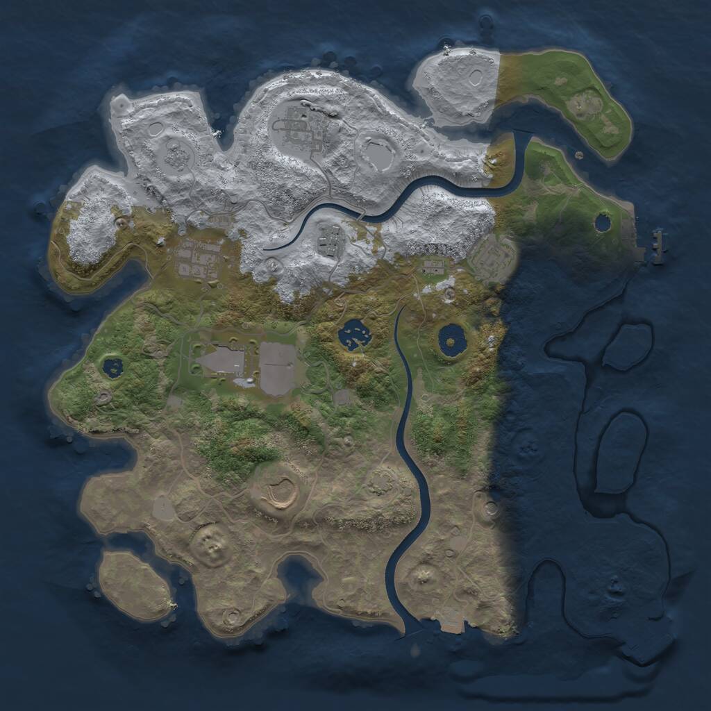 Rust Map: Procedural Map, Size: 3500, Seed: 1175913245, 13 Monuments